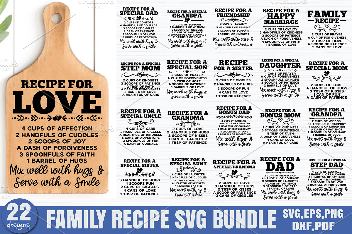 Family Recipe SVG Bundle, Recipe SVG, an Illustration by Designer302 (Photo 1 of 23)