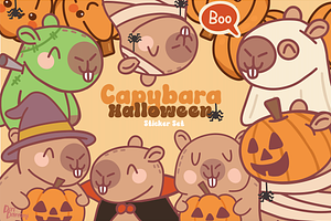 Capybara Halloween Sticker Set