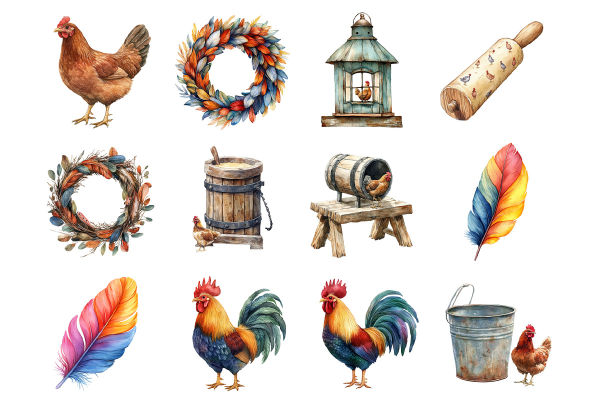 Farmhouse Decor Chicken Set, an Illustration by Design Market (Photo 2 of 3)