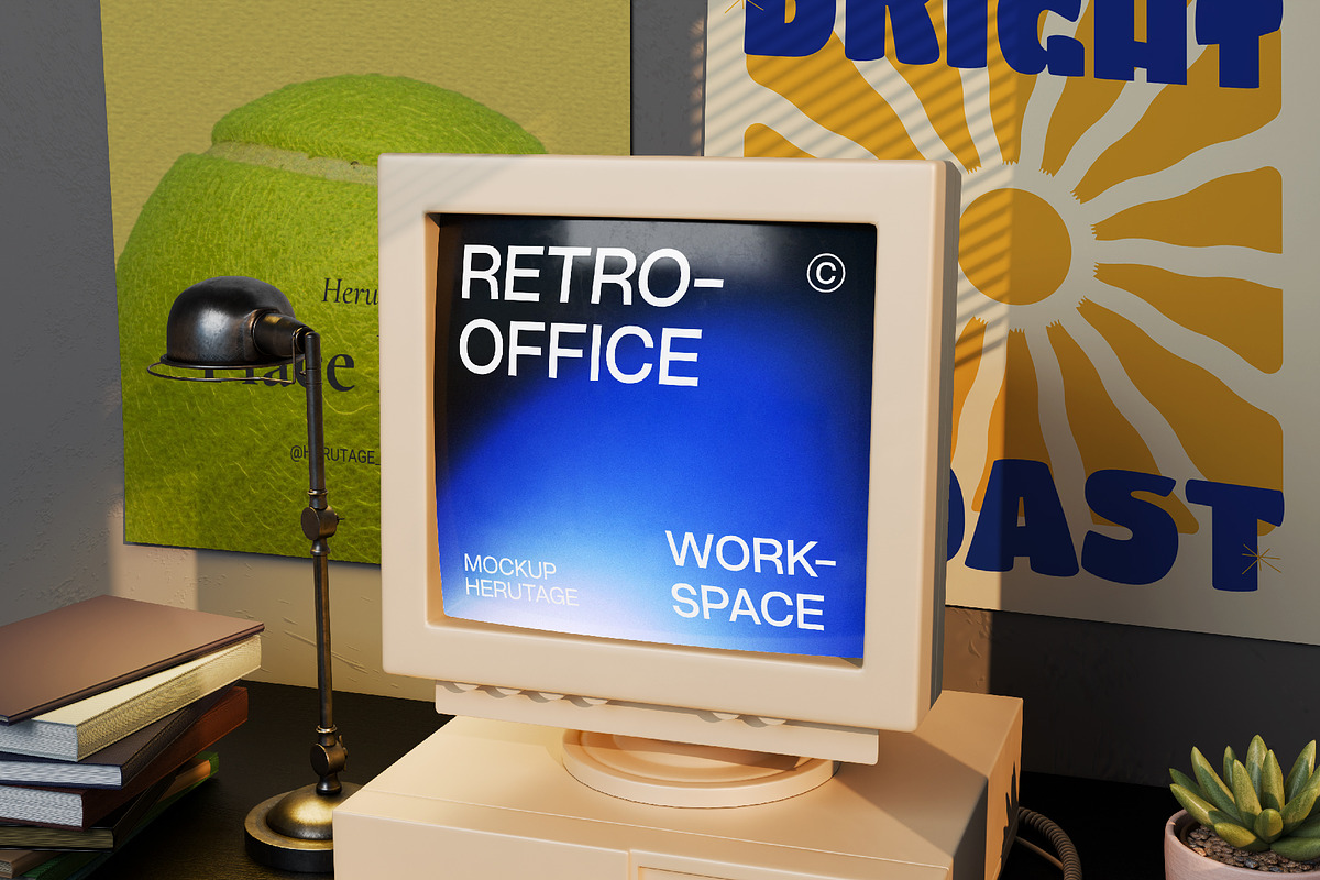Retro Office Workspace Mockup, a Wearable Device Mockup by herutage (Photo 4 of 4)