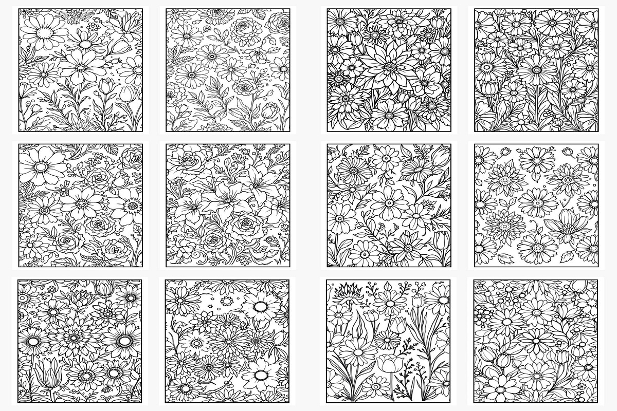Floral Pattern Coloring Pages, a Print Template by Lamia Emad (Photo 3 of 4)