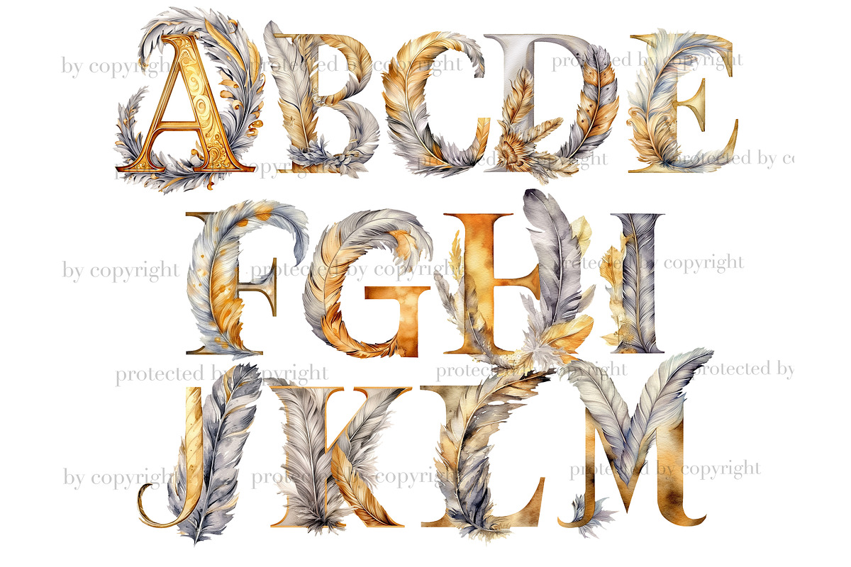 Gold and Silver Alphabet Clipart, a Decorative Illustration by GlamArtZhanna (Photo 2 of 5)