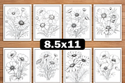 Wildflower Coloring Pages for Adults, a Decorative Illustration by Ink Gallery (Thumbnail 3 of 4)