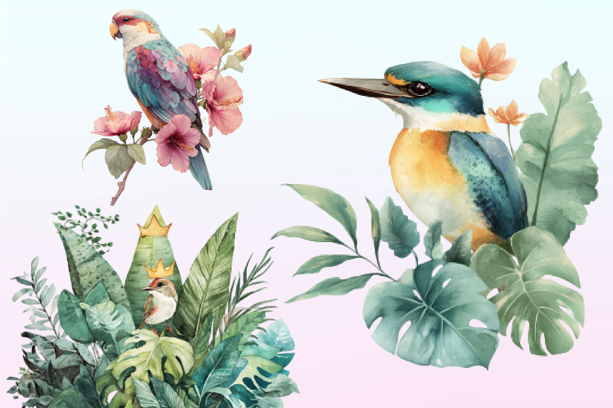 Tropical Birds Garden Clipart, a Graphic by CitraGraphics (Photo 2 of 4)