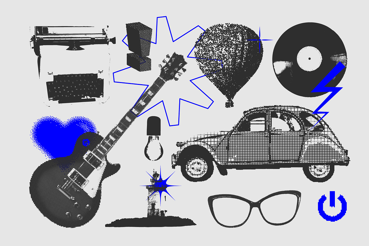129 Vector Halftone Bitmap Shapes, a Background Graphic by softulka (Photo 2 of 18)