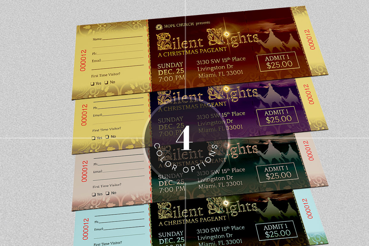Silent Night Christmas Ticket PSD, a Templates & Theme by Godserv Designs (Photo 2 of 2)