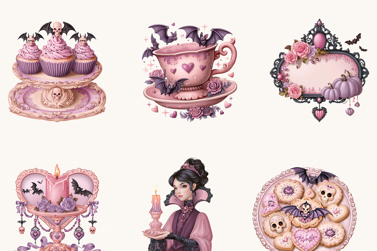 Halloween Tea Party Clipart Bundle, a Seasonal Illustration by BusyDaydesign (Photo 4 of 9)