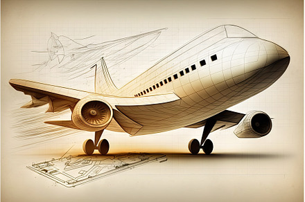 aircraft design sketch with aircraft, a Transportation Photo by Sergey Kotenev