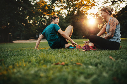 Couple relaxing stock photo containing activity and body, a Sports & Recreation Photo by Jacob Lund