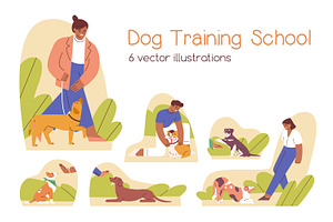People at dog training school set, an Animal Illustration by Good Studio