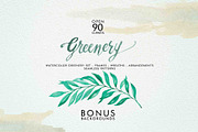 Watercolor Greenery, a Texture Illustration by Graphobia (Thumbnail 2 of 9)