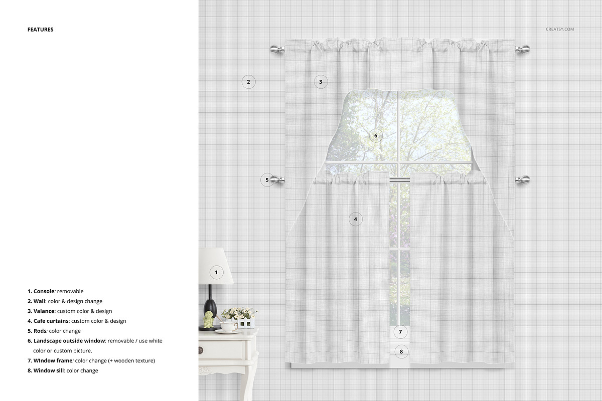 Cafe Curtains and Valance Mockup, a Household Mockup by Creatsy (Photo 3 of 7)