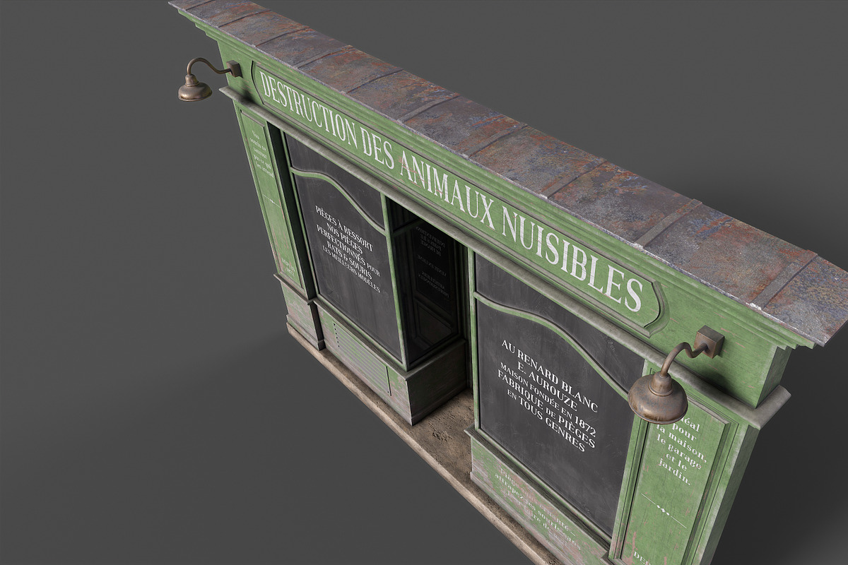 Parisian green vintage storefront, an Architecture 3D Model by happy brush (Photo 4 of 13)