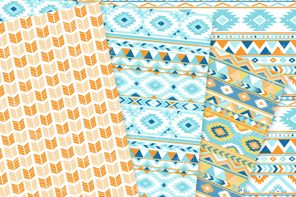 Beach Aztec Digital Paper, a Pattern Graphic by Avenie Digital (Photo 2 of 4)
