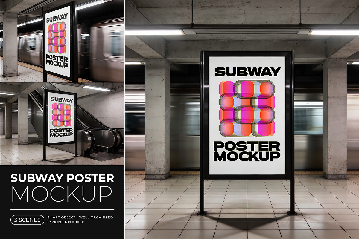 Subway Poster Mockup, a Product Mockup by Pitchlook.Studio (Photo 1 of 4)