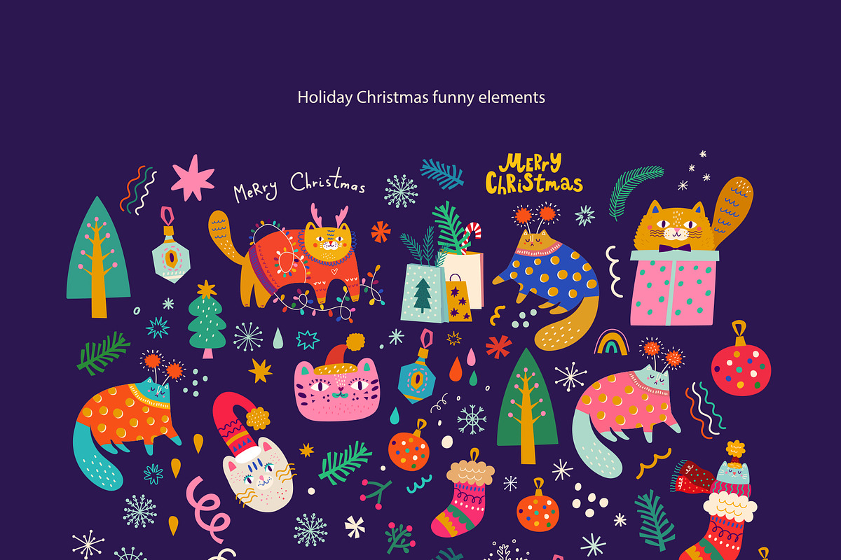 Christmas Cats, a Seasonal Illustration by MoleskoStudio (Photo 5 of 26)