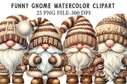 Funny Gnome Watercolor Clipart, an Illustration by Libby Wishes (Thumbnail 1 of 7)