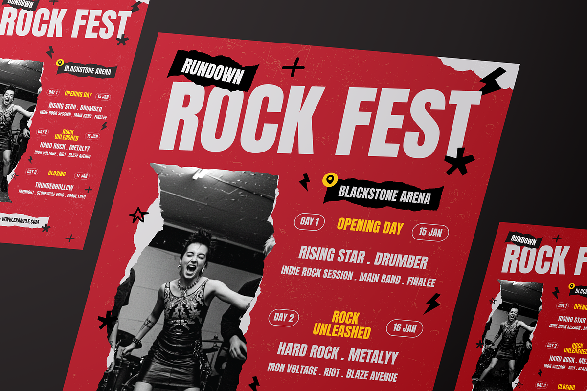 Rock Fest Rundown Flyer Set, a Flyer Template by Annora Studio (Photo 4 of 6)