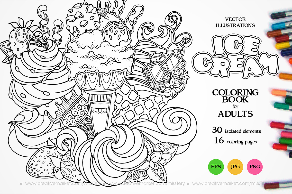 Ice Cream. Graphic illustrations set, a Decorative Illustration by Color and Decor (Photo 1 of 4)