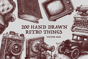 Hand Drawn Retro Things Vector Pack