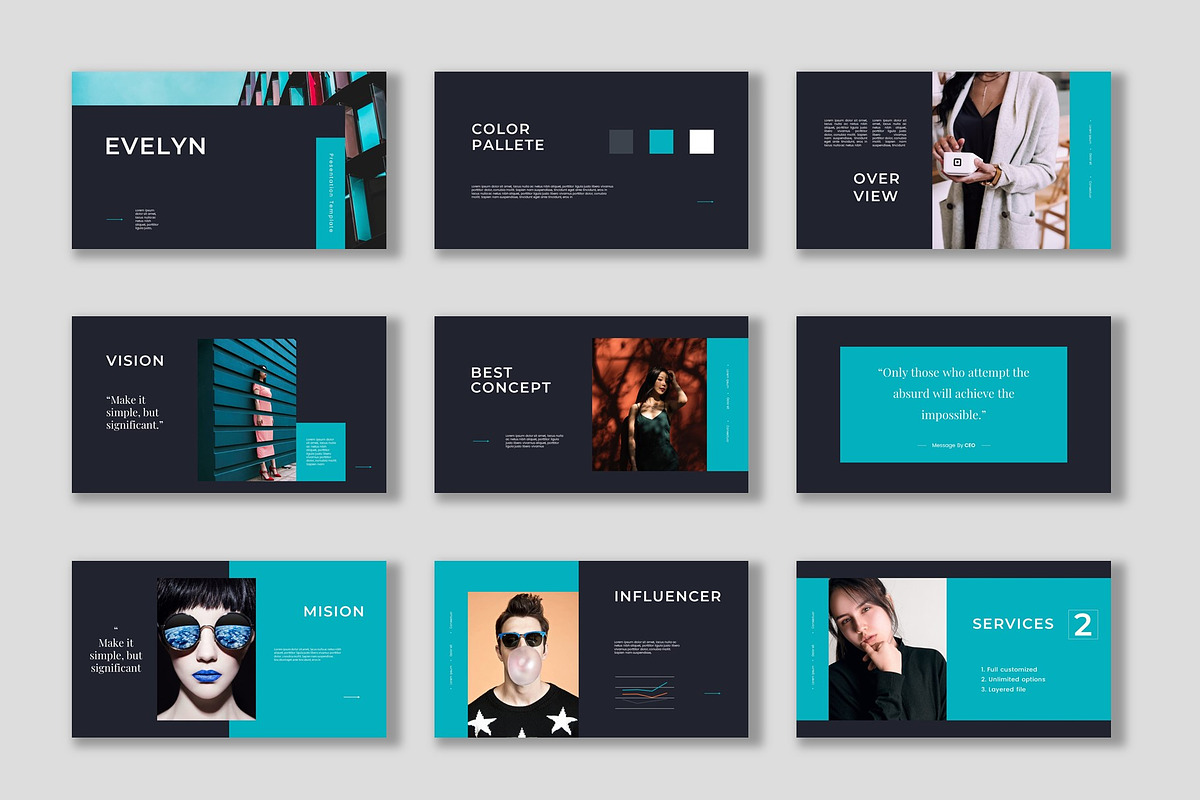 Evelyn Presentation Template, a Presentation Template by GridlineType (Photo 3 of 9)