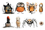 Halloween Clipart Bundle Set Vintage, a Decorative Illustration by Moon Studio (Thumbnail 5 of 5)