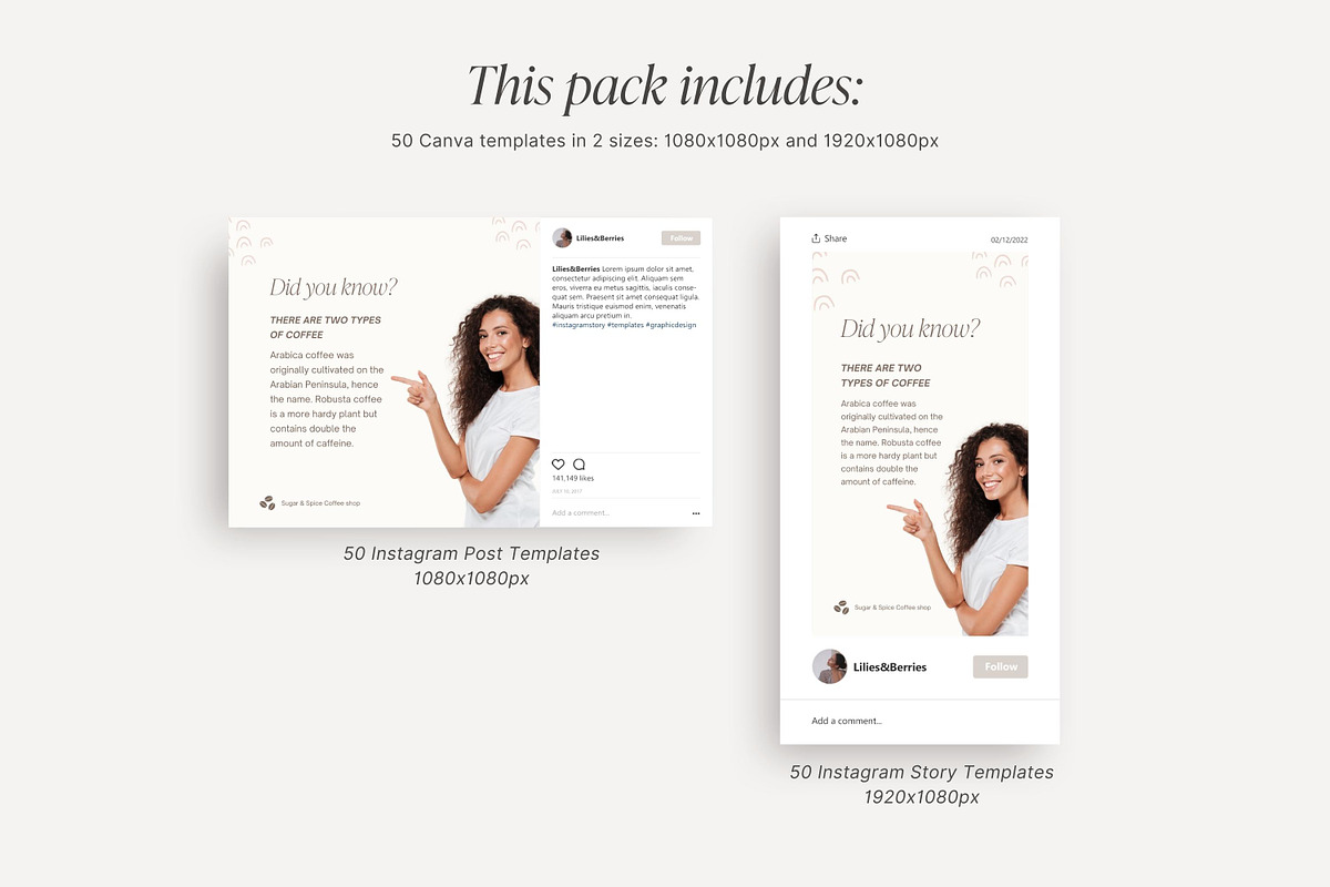 Canva Coffee Shop templates, a Social Media Template by LiliesandBerries (Photo 15 of 23)