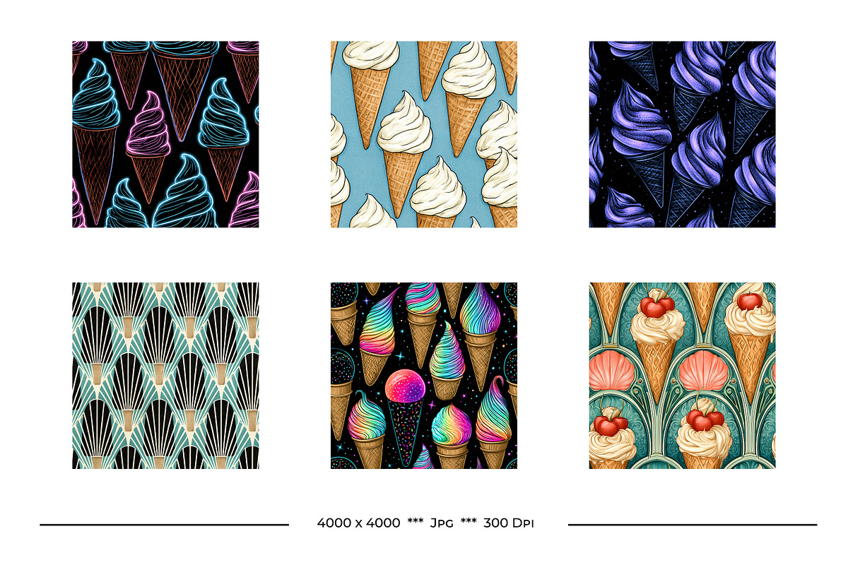 Ice Cream Retro Art Style Patterns, a Pattern Graphic by karenfoleyphoto (Photo 3 of 10)