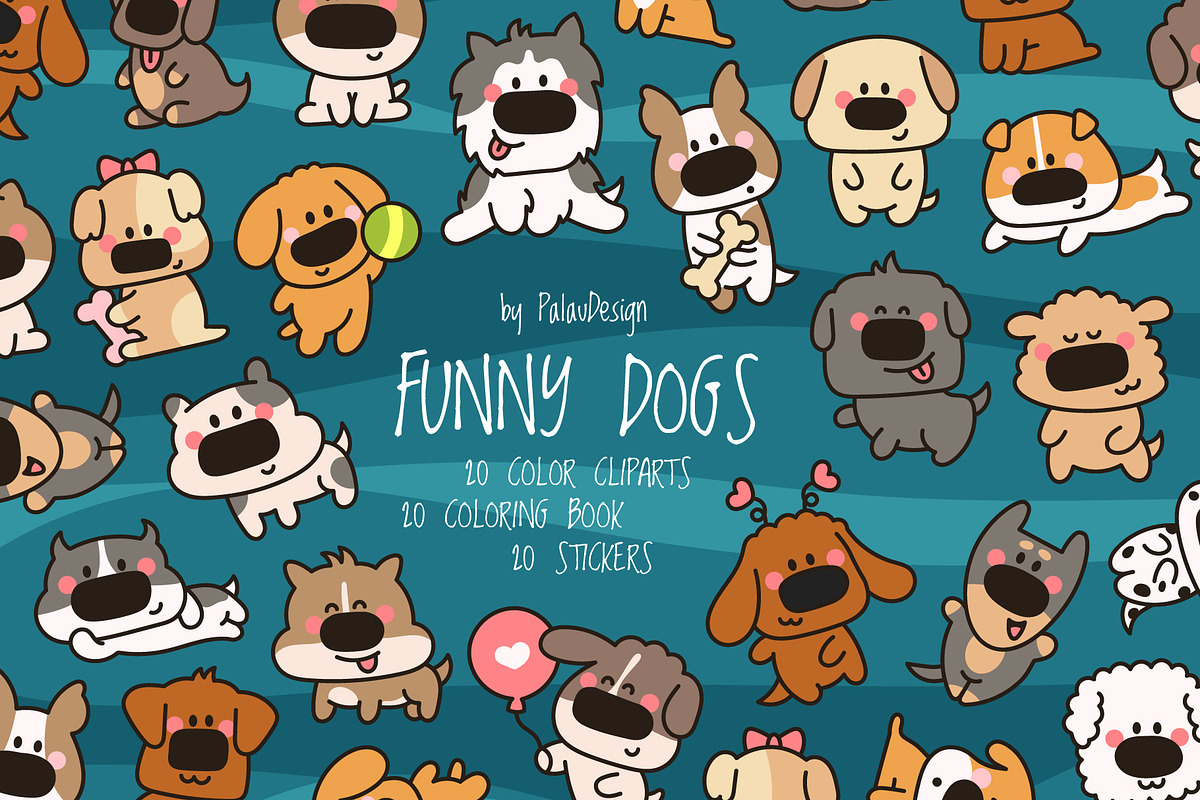 Cute Kawaii Dogs Characters, an Animal Illustration by Palau (Photo 1 of 12)