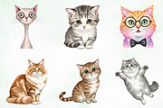 Watercolor Funny Quirky Cat Png, an Illustration by Creative Art (Thumbnail 2 of 8)