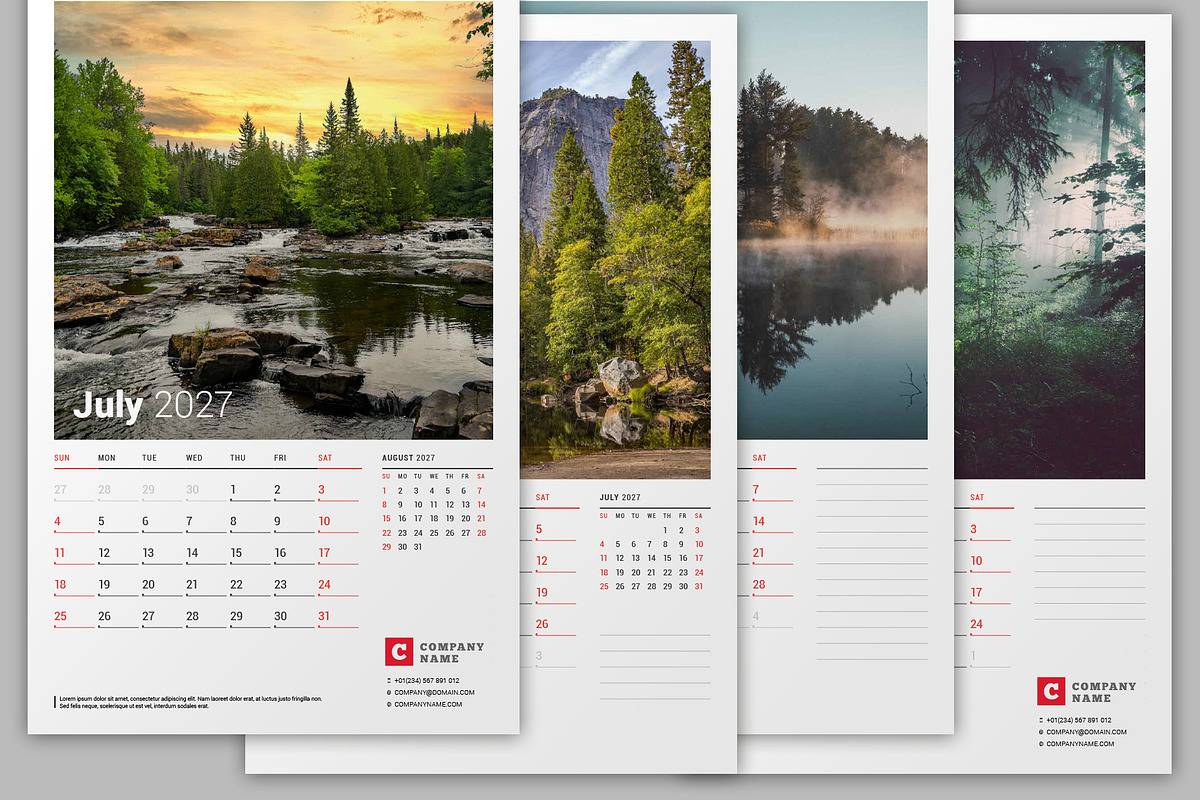 Wall Calendar 2027 (WC039-27), a Stationery Template by mikhailmorosin (Photo 3 of 7)