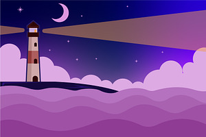 lighthouse at ocean landscaped, a Decorative Illustration by zyxroun shop