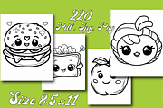 Cute Kawaii Food Coloring Book, an Animal Illustration by Design Zone (Thumbnail 3 of 7)