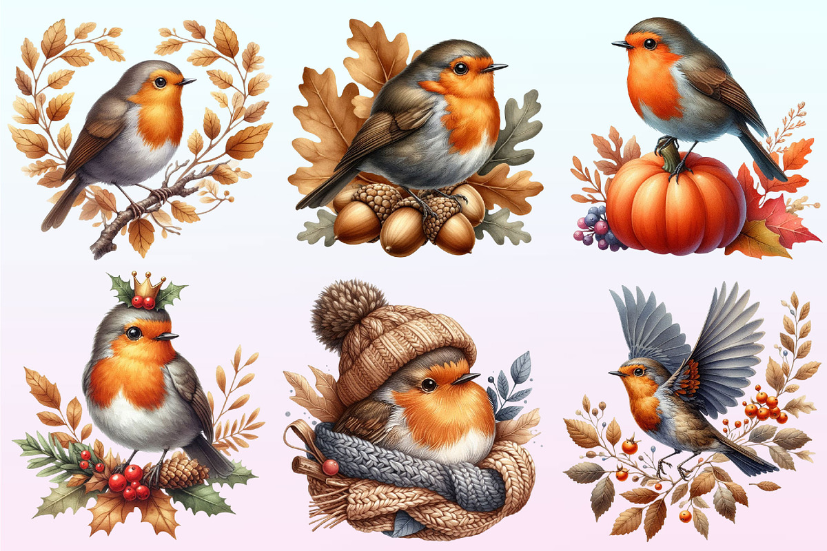 Autumn Robin Bird Clipart., a Graphic by CitraGraphics (Photo 3 of 4)