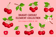 Cherries Illustration Vector Set, a Food Illustration by Lettering_Logo (Thumbnail 1 of 4)