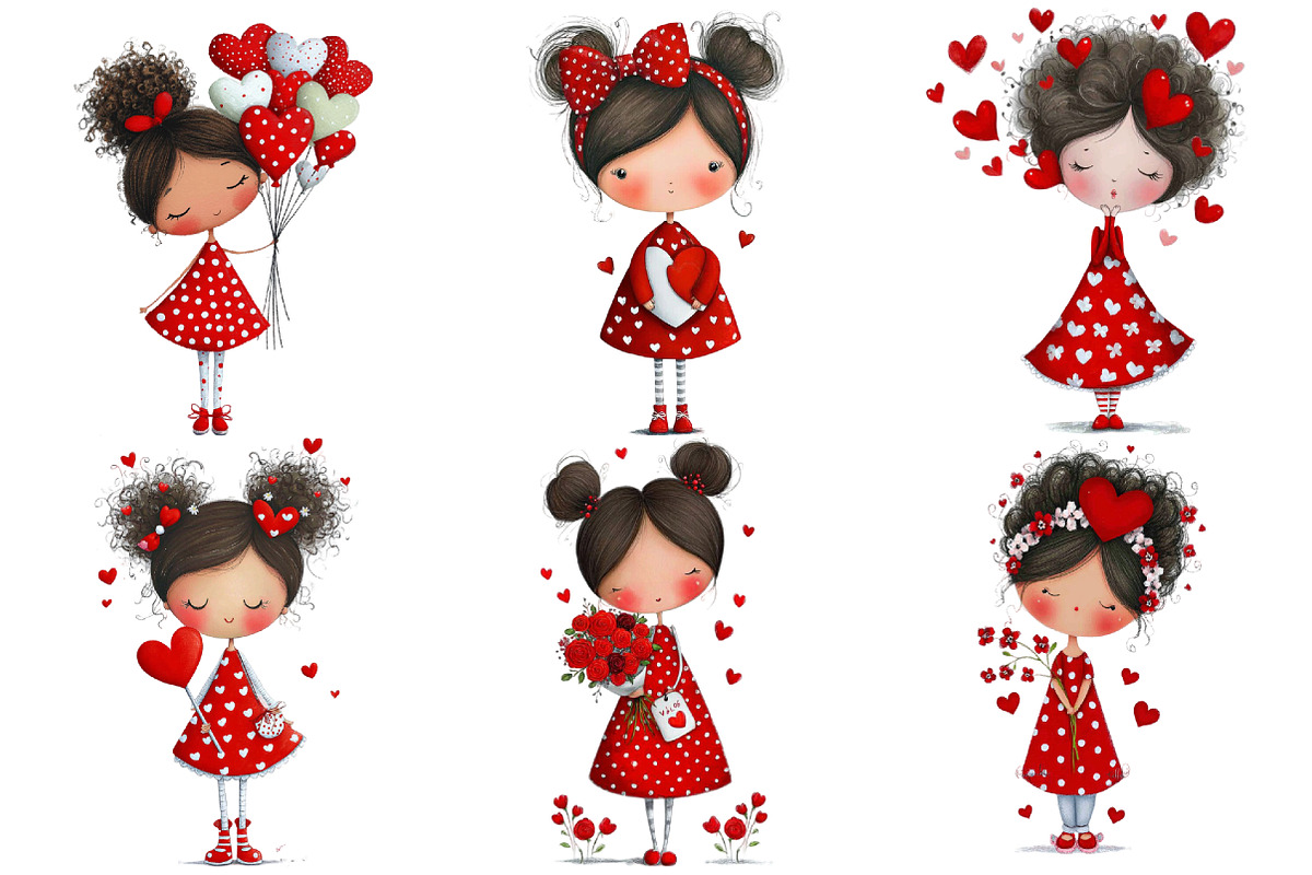 Valentine Girl Clipart, an Illustration by Pixels.Craft (Photo 3 of 5)