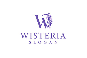 Wisteria Logo Floral Letter W Purple