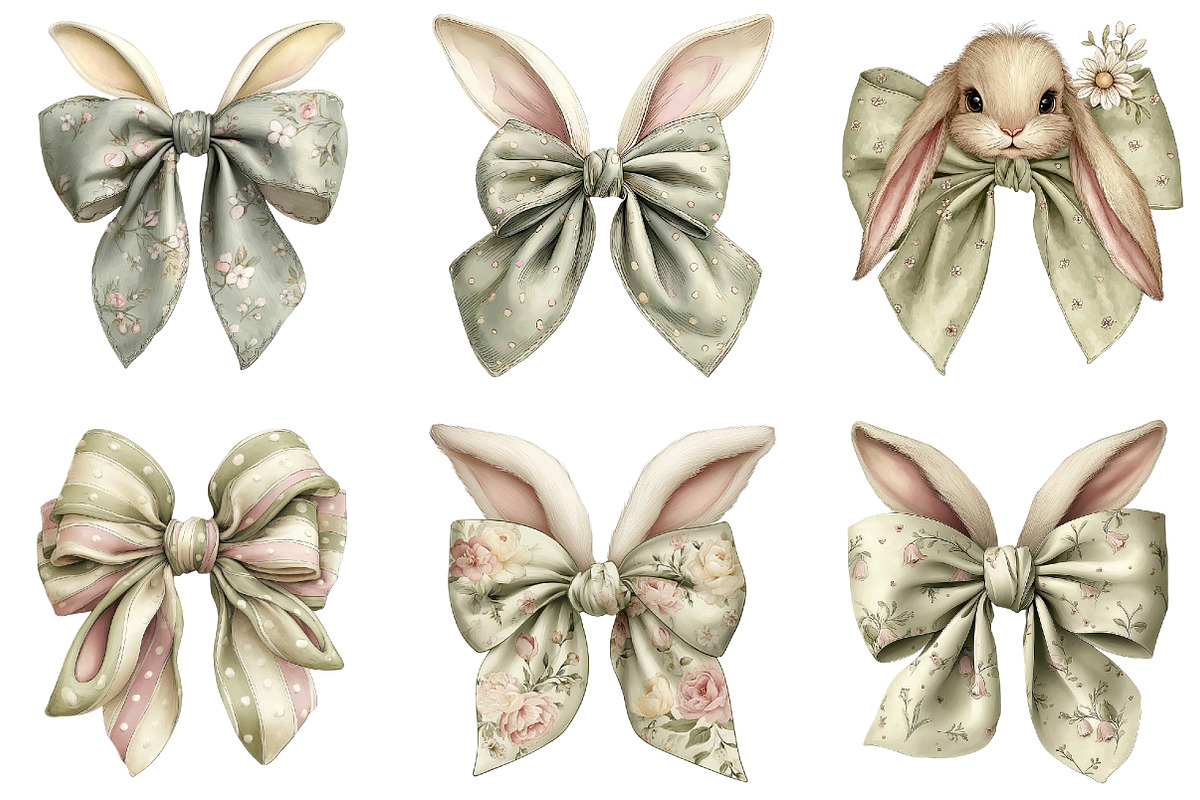 Easter Bunny Bow Clipart, an Illustration by DreamArtGraphic (Photo 4 of 5)