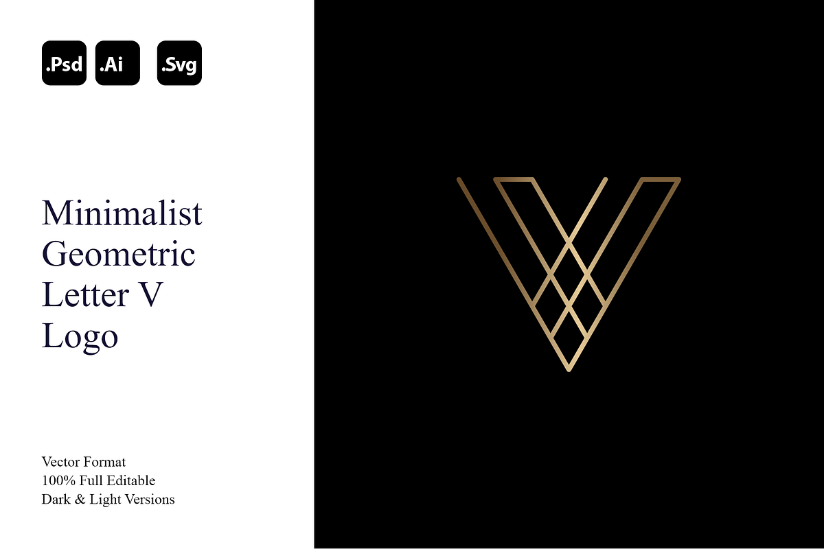 Minimalist Geometric Letter V Logo, a Branding & Logo Template by Luxury Logos (Photo 1 of 4)