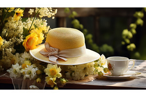style yellow hat ai generated, a Background Photo by pikepicture