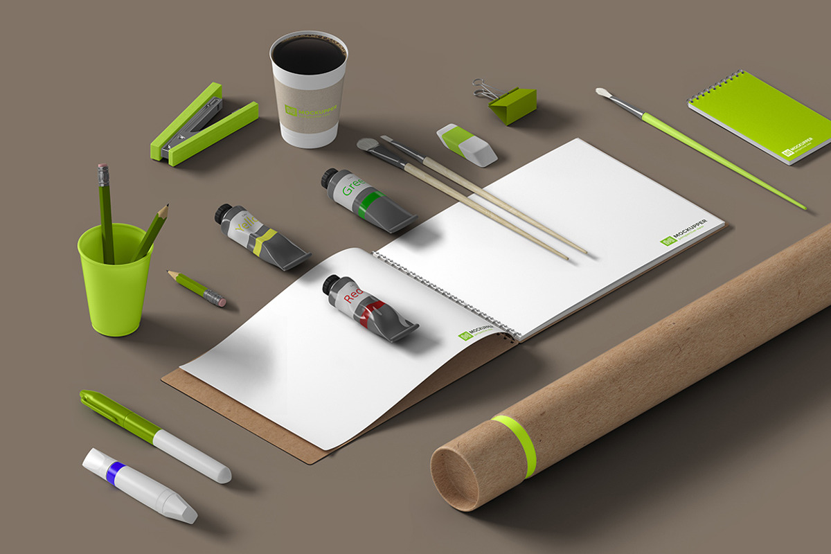 Identity Mockup Isometric view 4K, a Cups & Container Mockup by Sentavio (Photo 5 of 7)