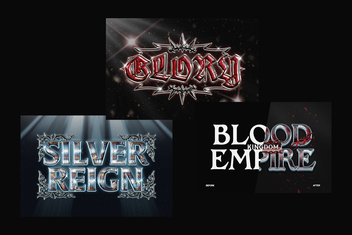 Dark Gothic & Medieval Text Effects, a Layer Style Add-On by Matsero (Photo 2 of 4)