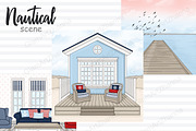 Nautical Landscape | Marine Clipart, a Decorative Illustration by GlamArtZhanna (Thumbnail 2 of 3)