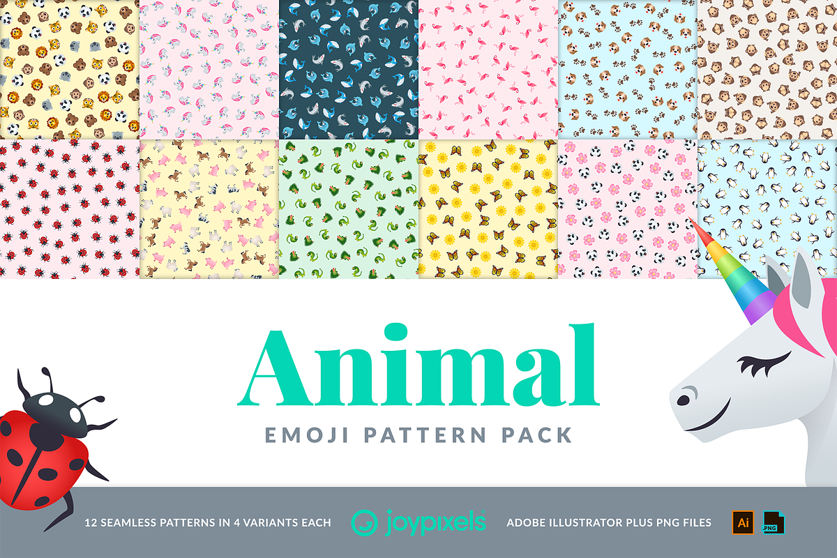 Animal Emoji Patterns by JoyPixels®, a Pattern Graphic by joypixels (Photo 1 of 13)