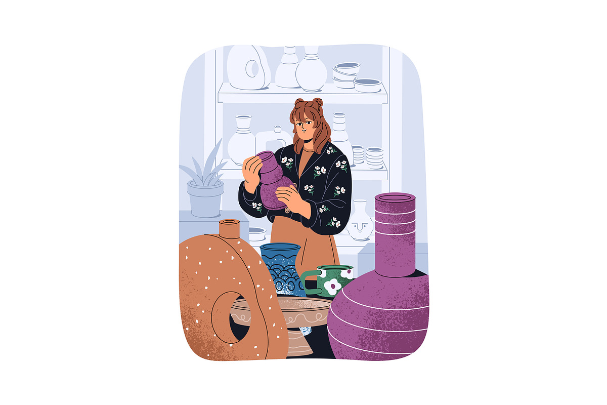 People do ceramics, pottery workshop, a Person Illustration by PaperTrident (Photo 6 of 10)