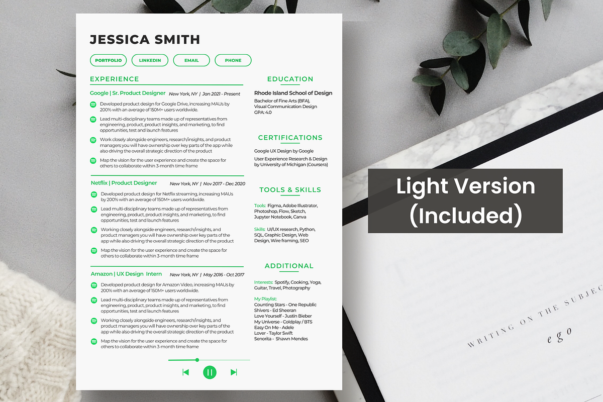 Spotify Resume Template 2026 ATS CV, a Resume Template by SocialMediaTemplate (Photo 5 of 8)