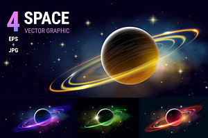 Space Planets Vector Set