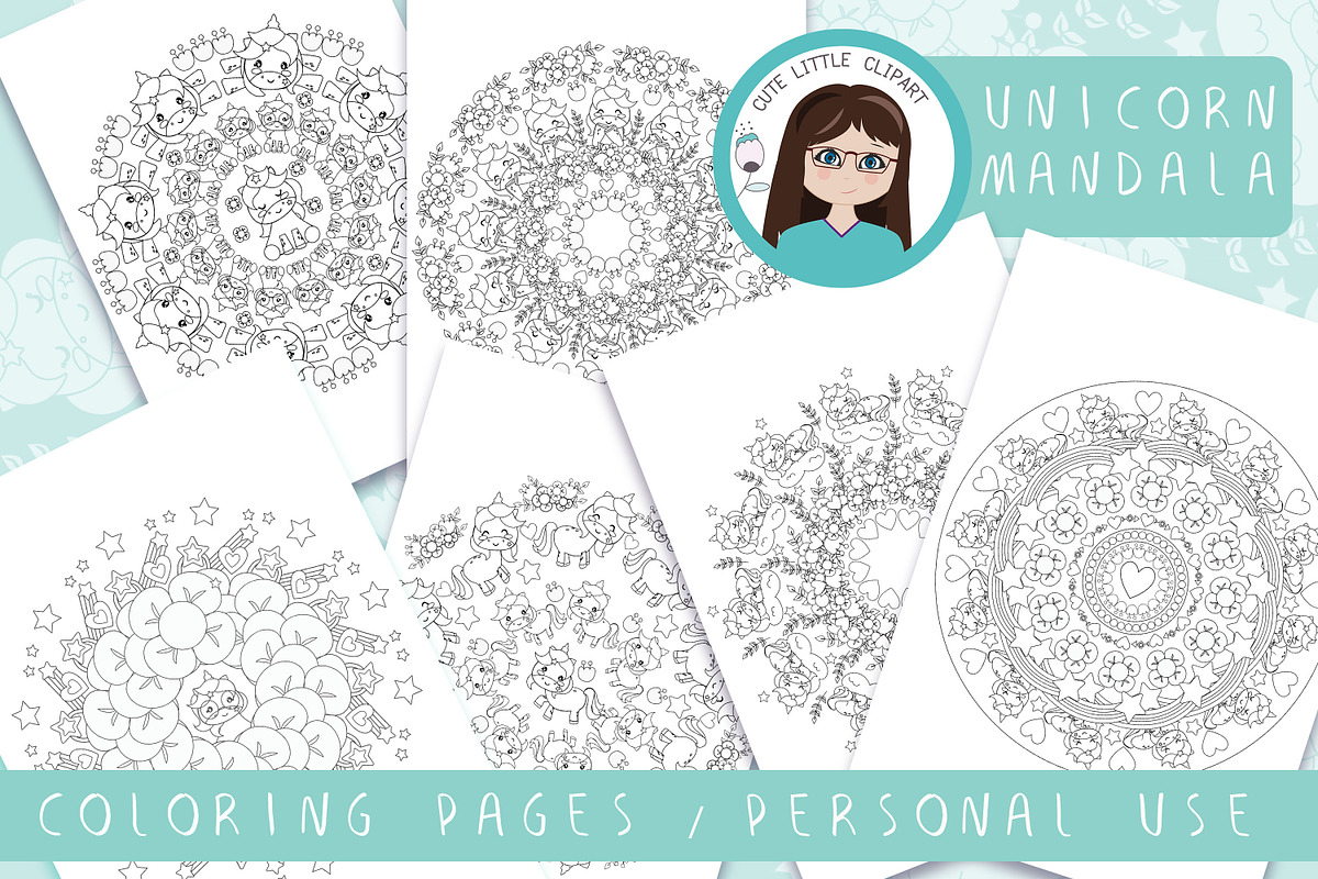 Unicorn mandala, a Pattern Graphic by Cute Little Workshop (Photo 1 of 3)