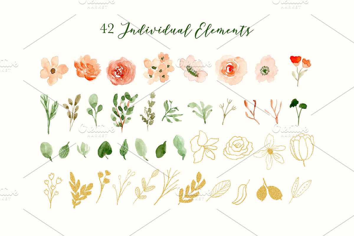 Classy Florals - Watercolor Clipart, a Decorative Illustration by wulano (Photo 5 of 6)
