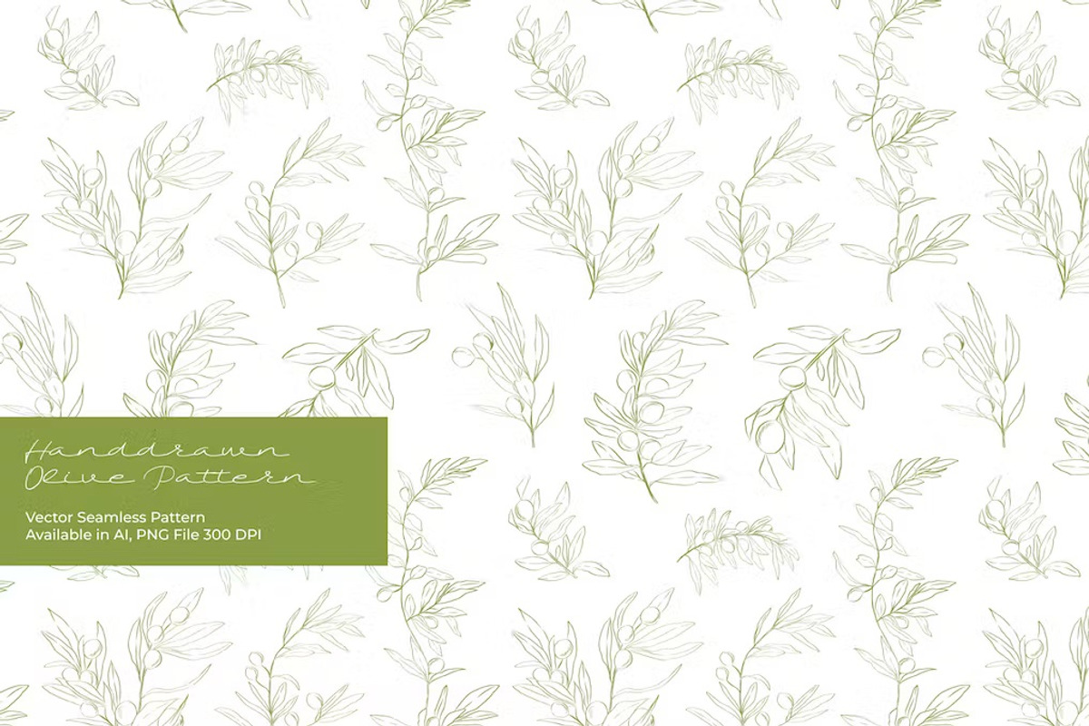 Hand-drawn Olive Seamless Pattern, a Pattern Graphic by FDR Studio